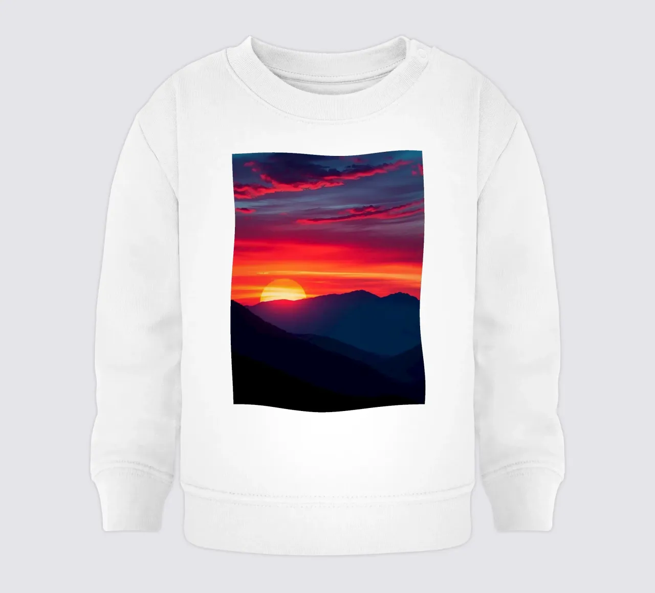 Sunset over mountain range, clouds and tranquil scene baby sweatshirt by DesignDoodle