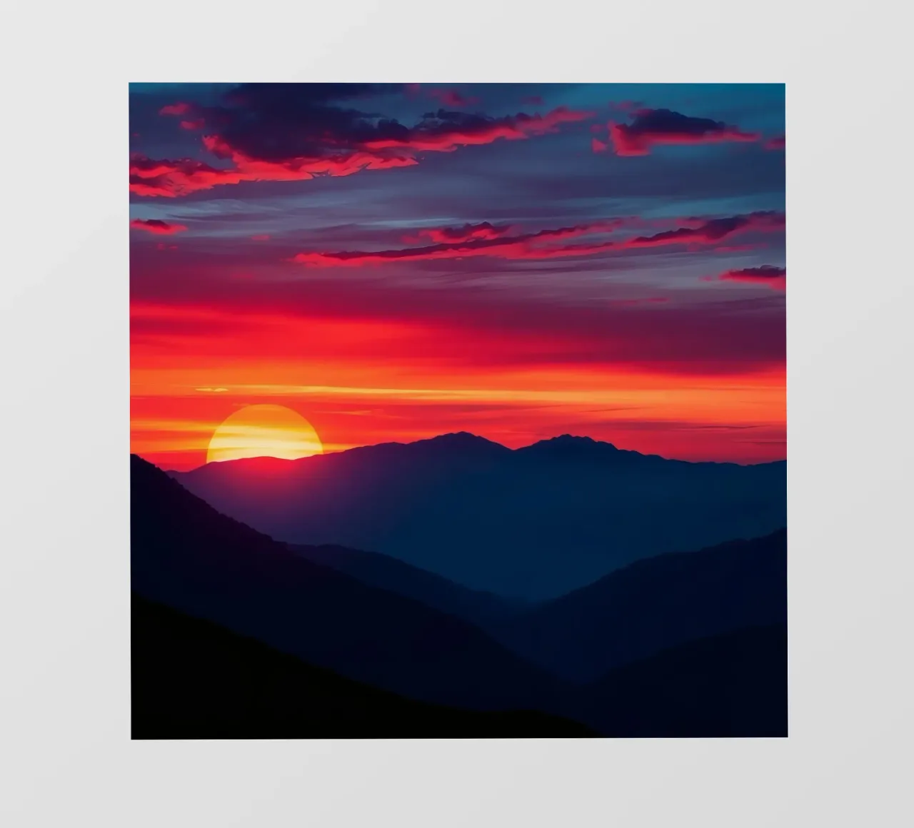 Sunset over mountain range, clouds and tranquil scene photo wallpaper by DesignDoodle