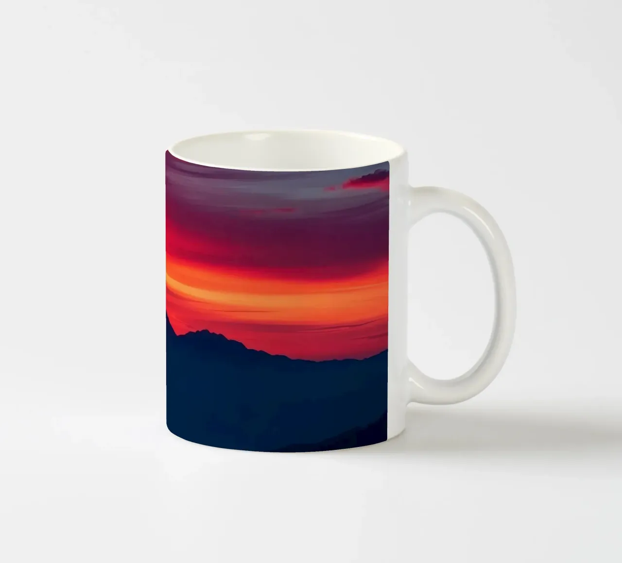 Sunset over mountain range, clouds and tranquil scene ceramic mug by DesignDoodle