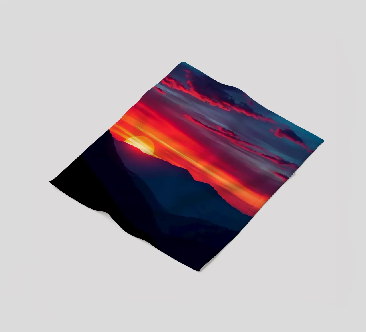 Sunset over mountain range, clouds and tranquil scene fleece blanket by DesignDoodle