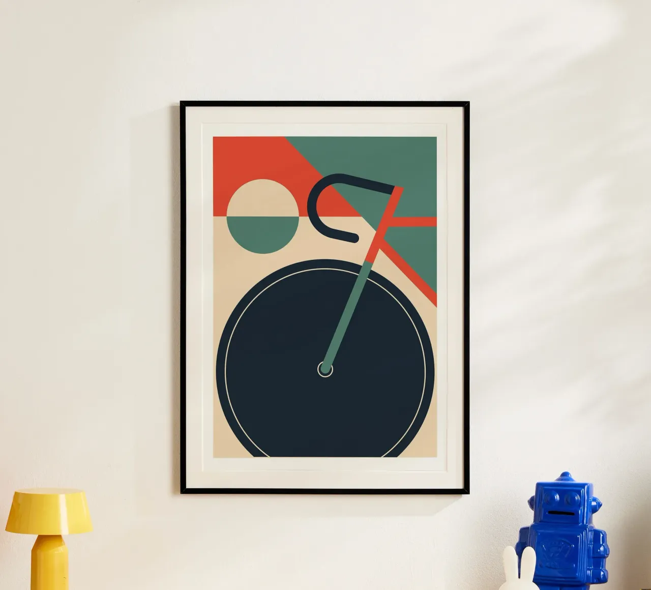 bicicletta bauhaus geometrica poster con telaio in legno da Charles A Boudreau