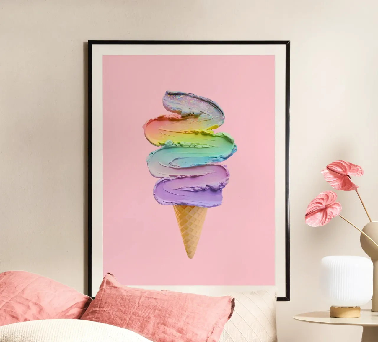 Delizia di vortici arcobaleno poster con telaio in alluminio da cafelab