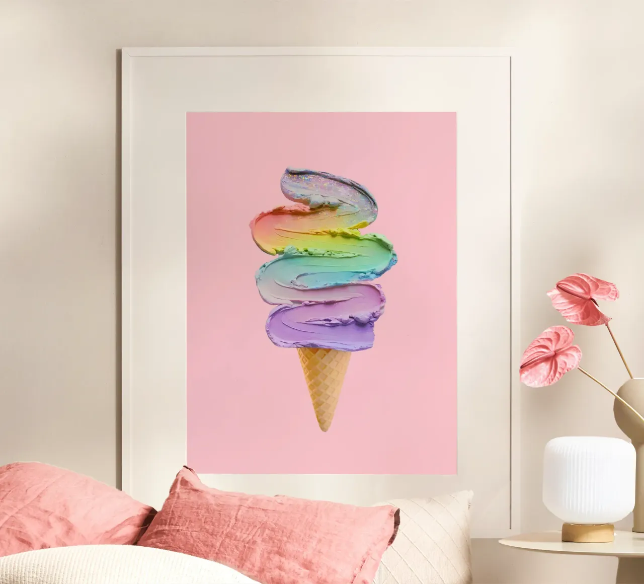 Delizia di vortici arcobaleno poster con telaio in alluminio da cafelab