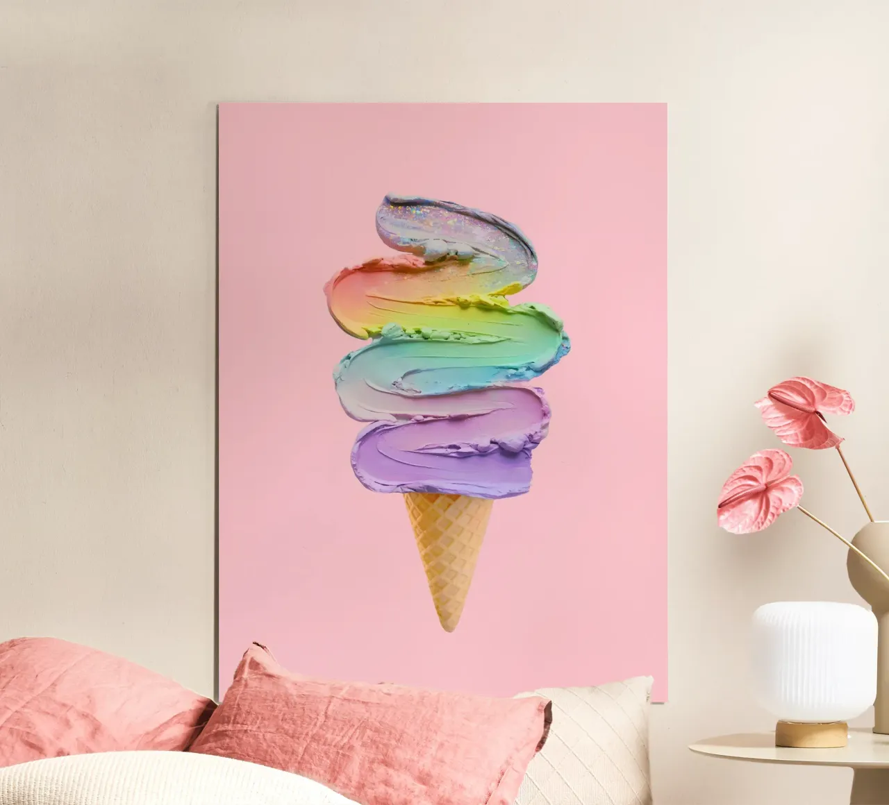 Delizia di vortici arcobaleno poster con telaio in alluminio da cafelab