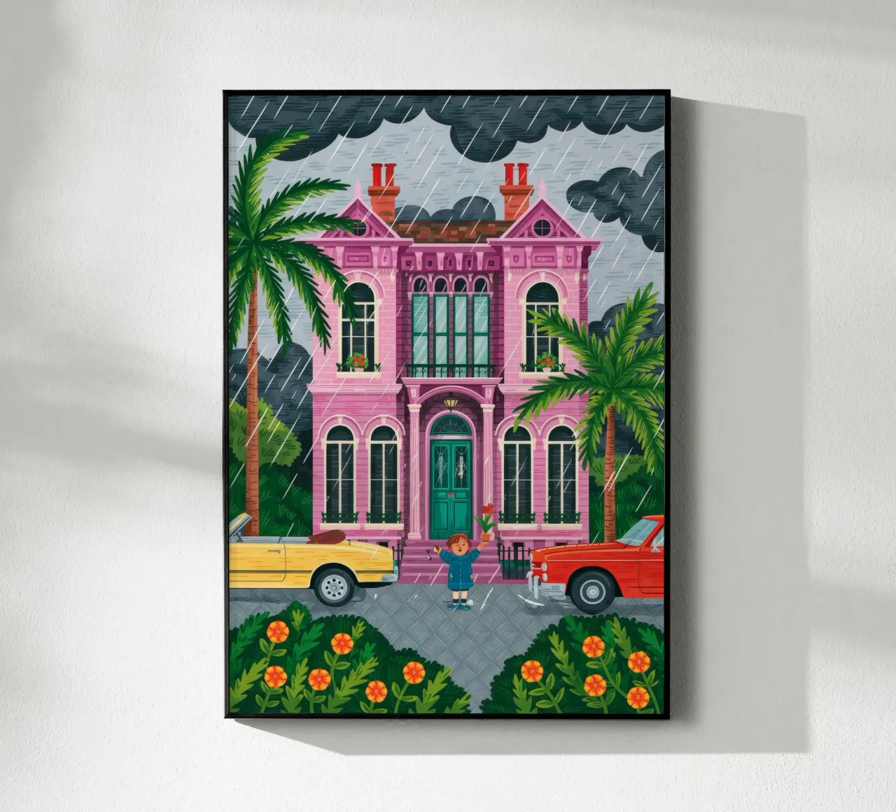 Rosa Herrenhaus Acryl-Glas von Murni Strokes