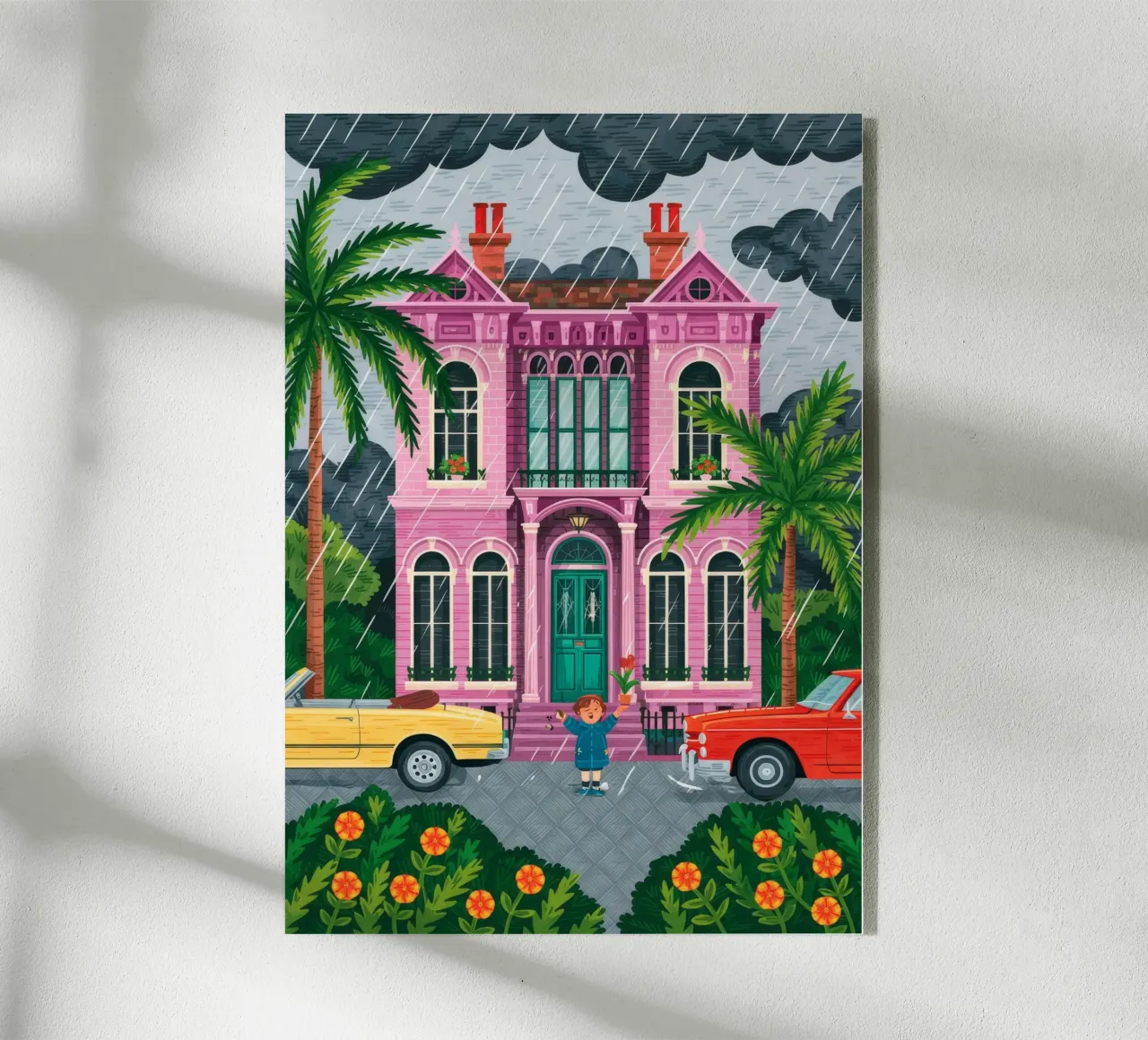 Rosa Herrenhaus Acryl-Glas von Murni Strokes