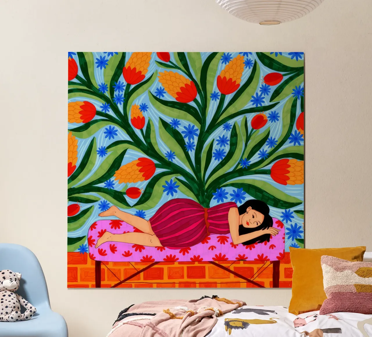 Sogno floreale poster con telaio in alluminio da Murni Strokes