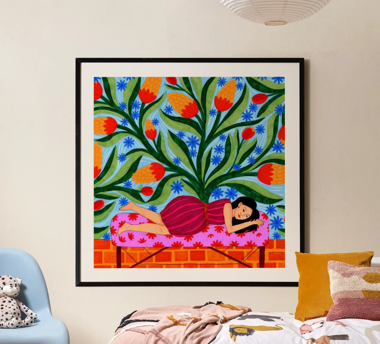 Sogno floreale poster con telaio in alluminio da Murni Strokes