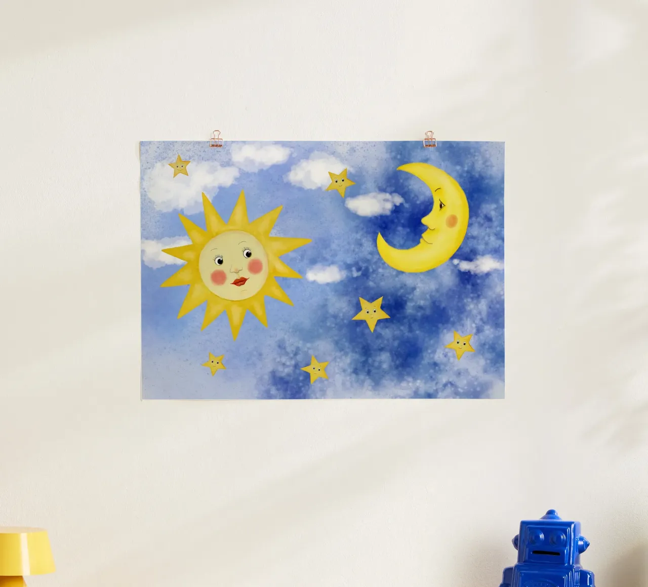Sun, moon and stars, children's design hahnemühle by Farbwelten