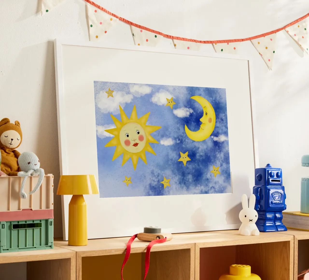 Sun, moon and stars, children's design hahnemühle by Farbwelten