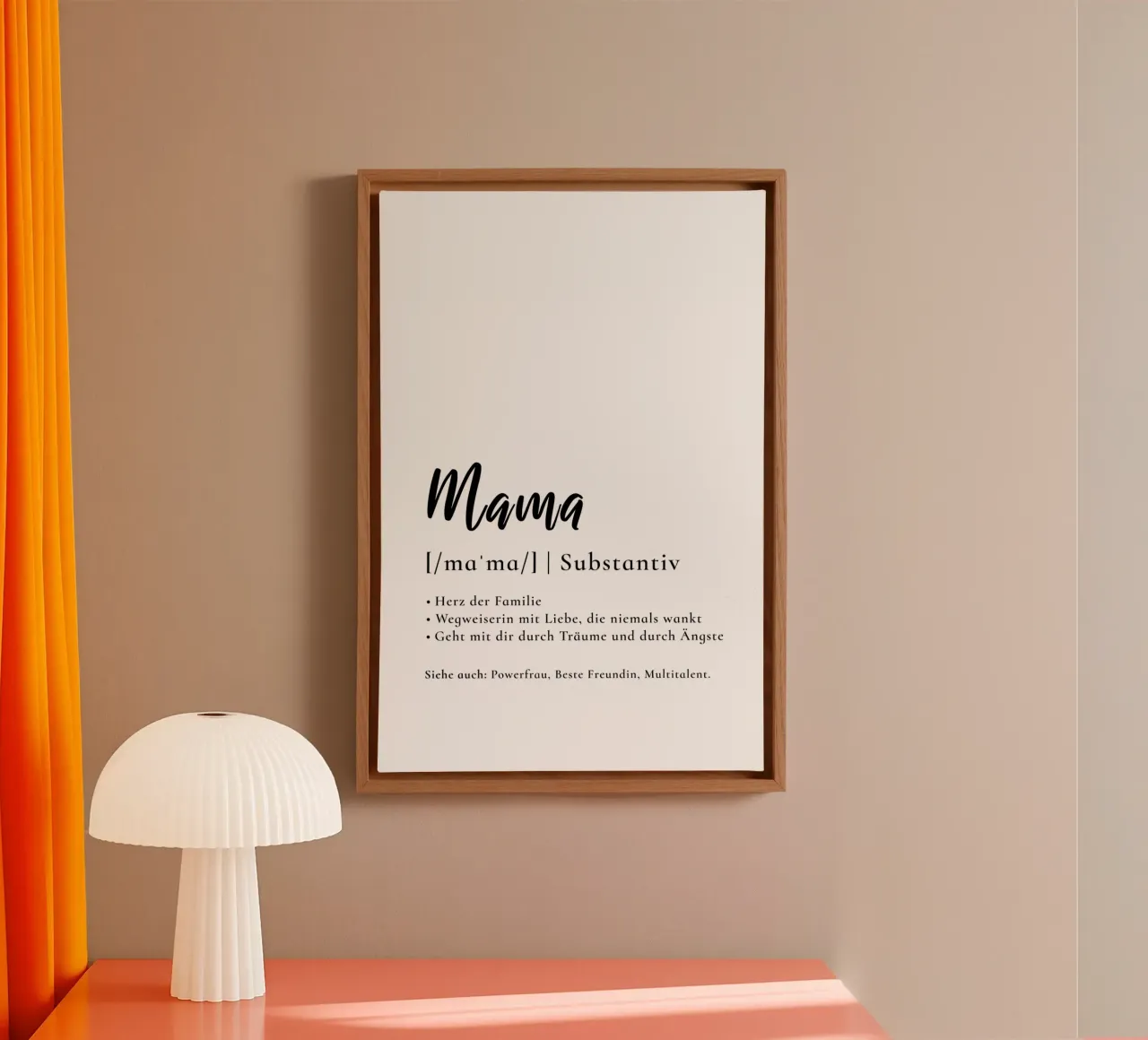 Mama - Definition Muttertag Geschenk tela con Cornice a cassetta da Typo Designs