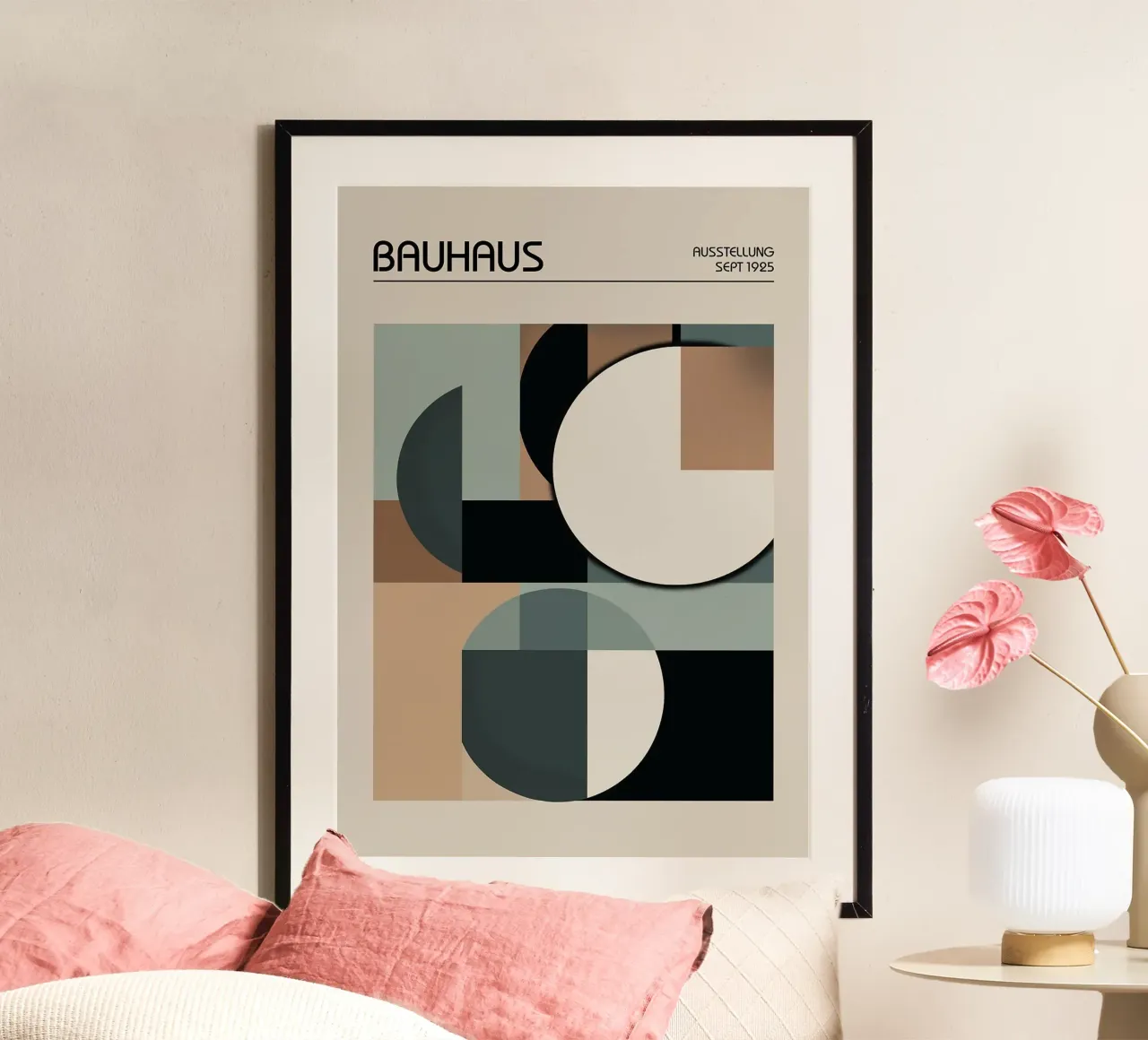 Arte geometrica retrò Bauhaus poster con telaio in plastica da Charles A Boudreau