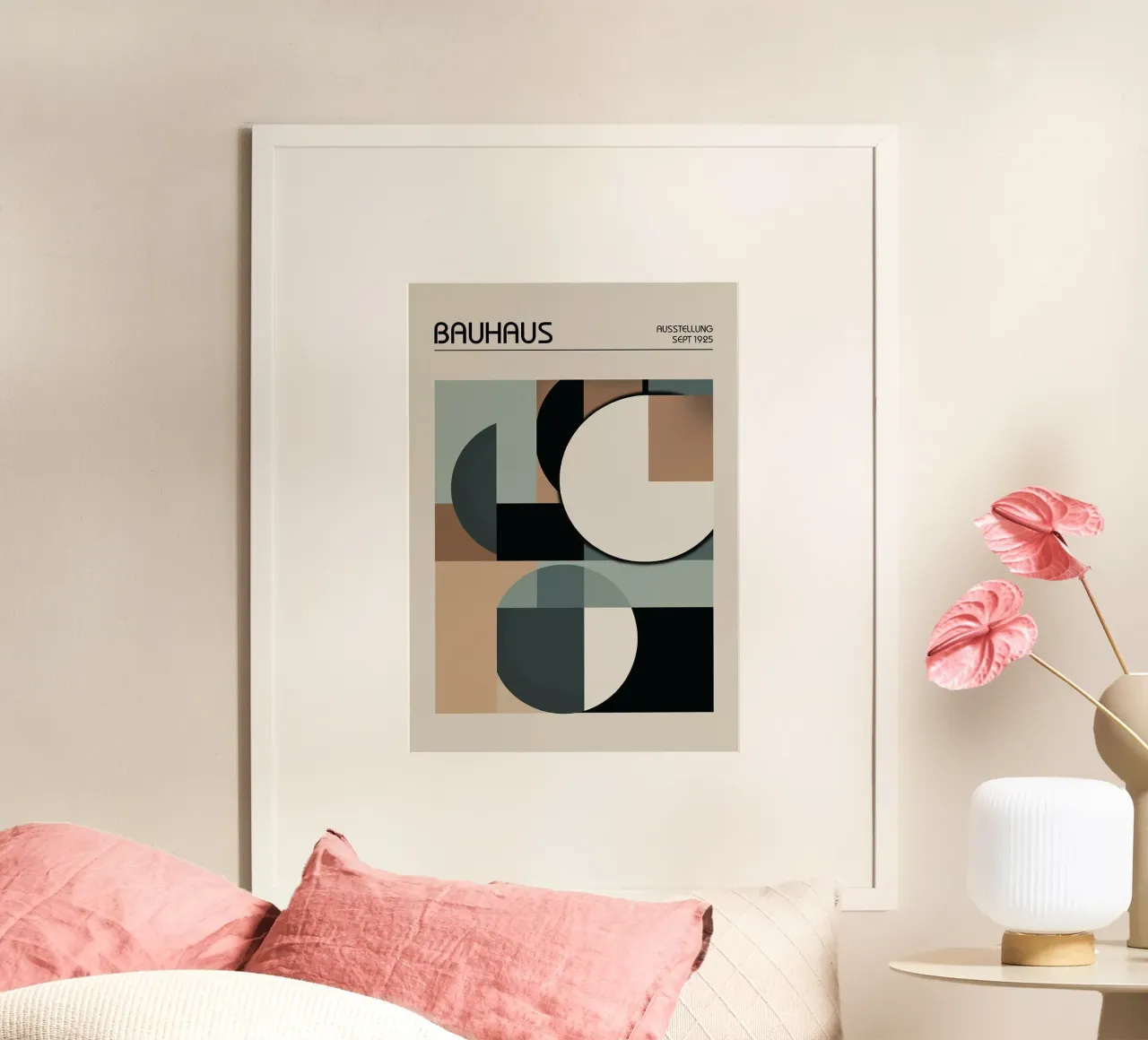 Arte geometrica retrò Bauhaus poster con telaio in plastica da Charles A Boudreau