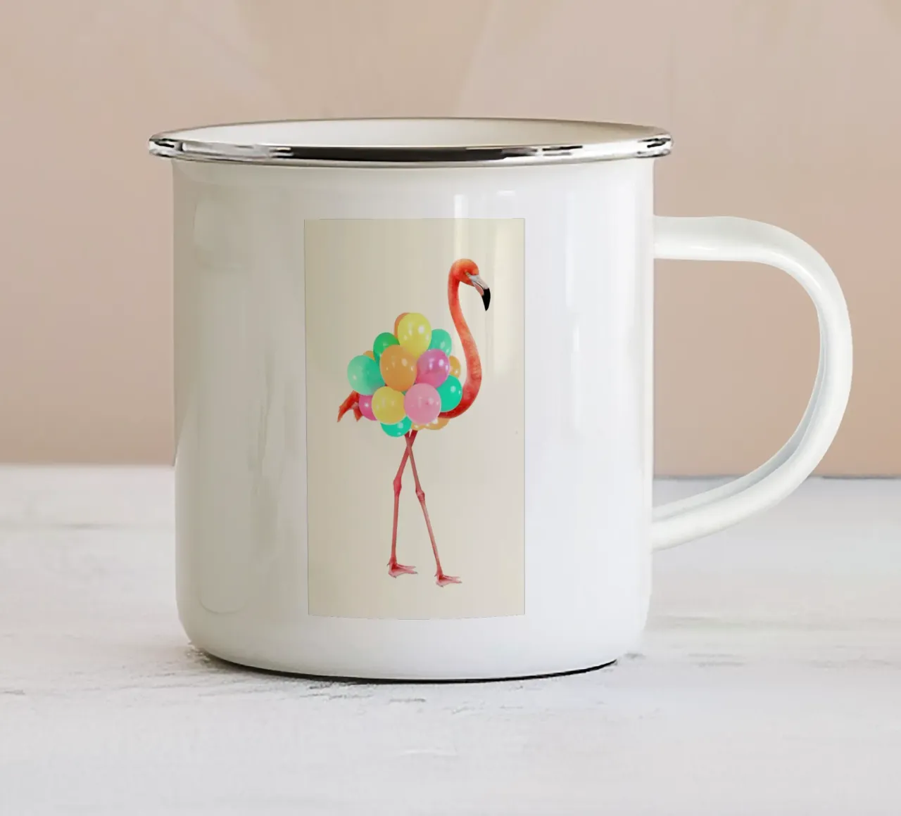 Flamingo Party tazza in smalto da Paul Fuentes Design