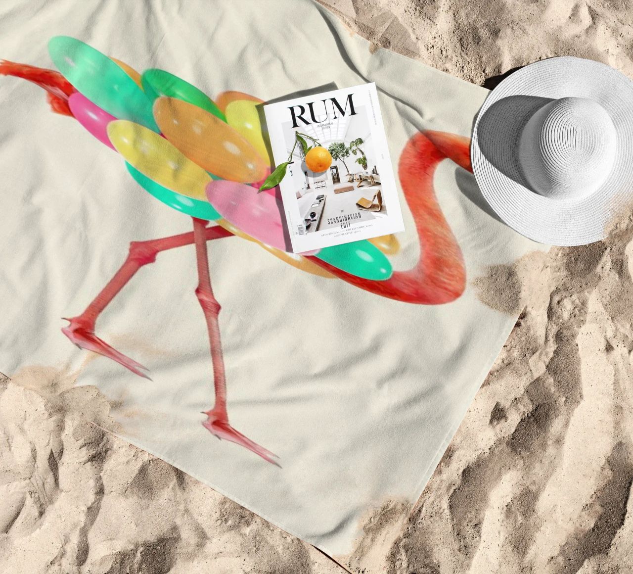 Flamingo Party telo mare da Paul Fuentes Design