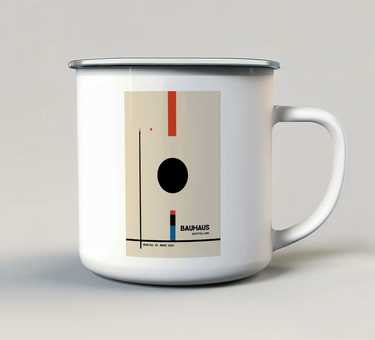 Poster minimalista Bauhaus tazza in smalto da Dale Edward YoungJr