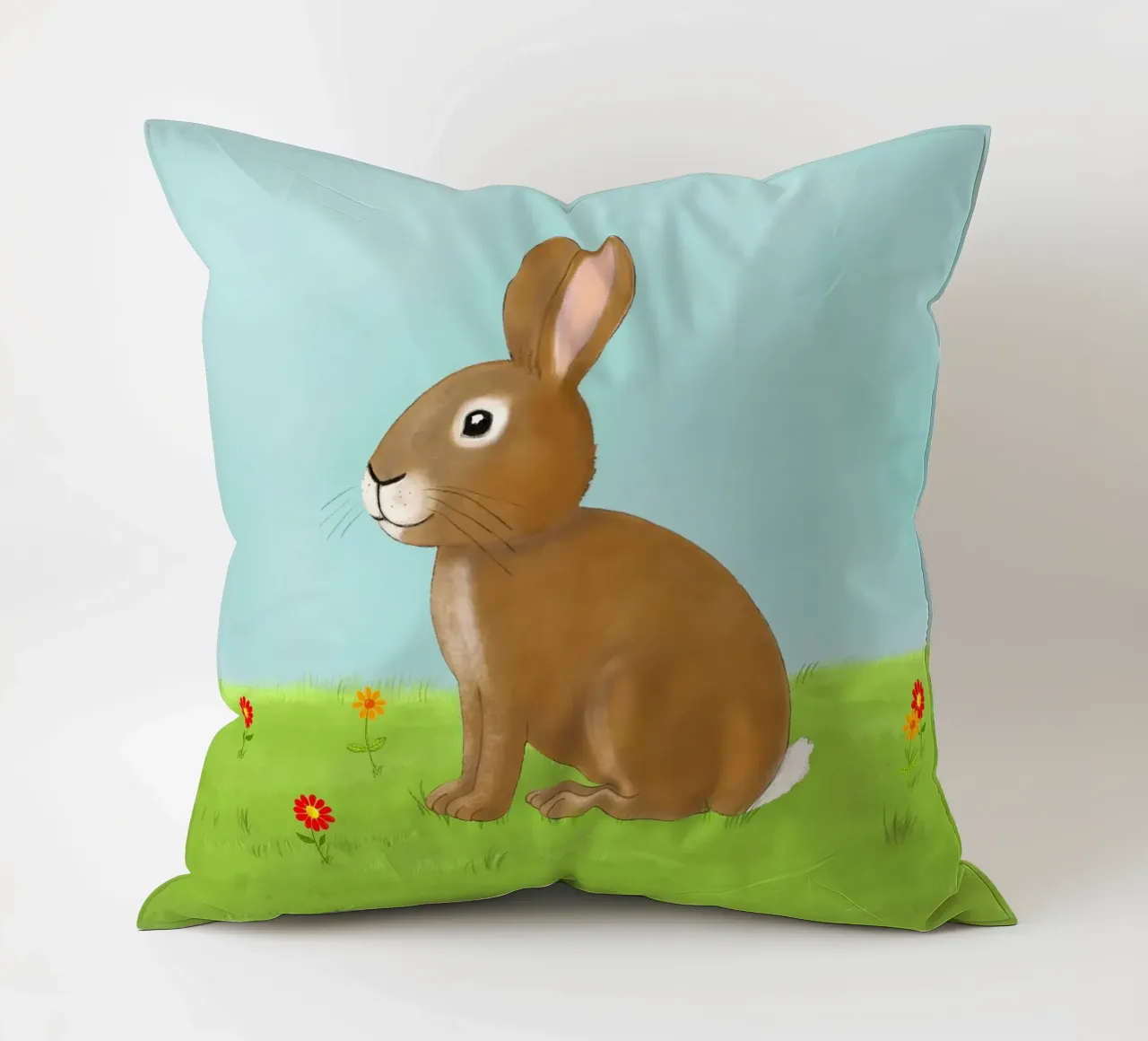 Hase auf Wiese, Kindermotiv cuscino da Farbwelten