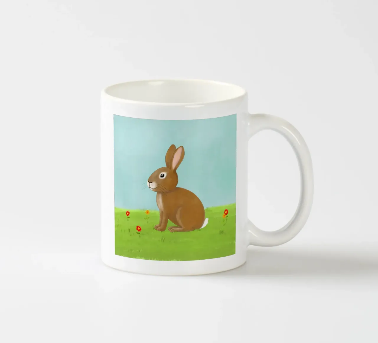 Hase auf Wiese, Kindermotiv tazza in ceramica da Farbwelten