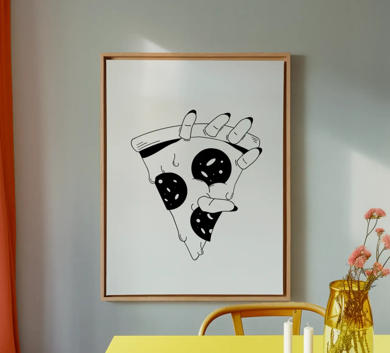 Pizza Hand tela con Cornice a cassetta da byh.illustration