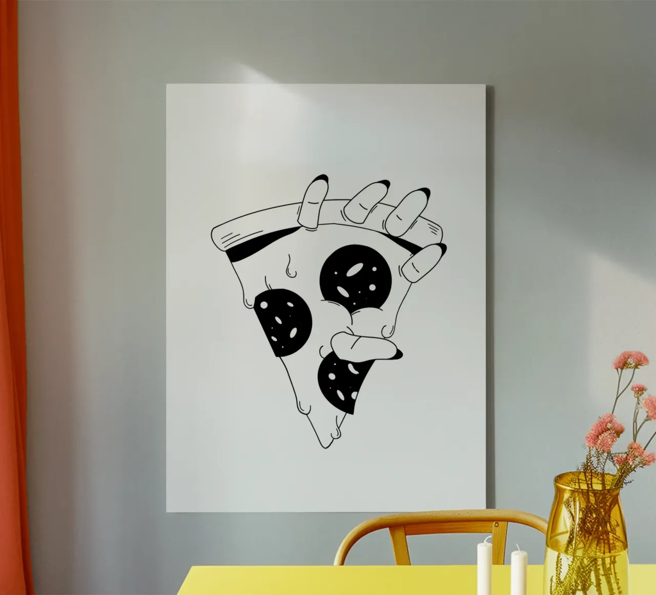 Pizza Hand tela con Cornice a cassetta da byh.illustration