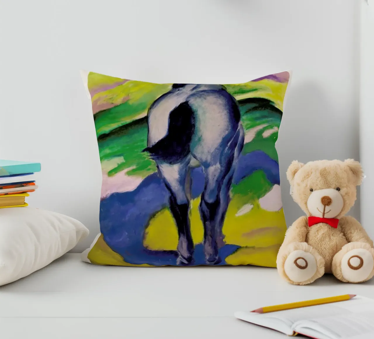 Franz Marc - Blaues Pferd II cuscino da ARTOTHEK