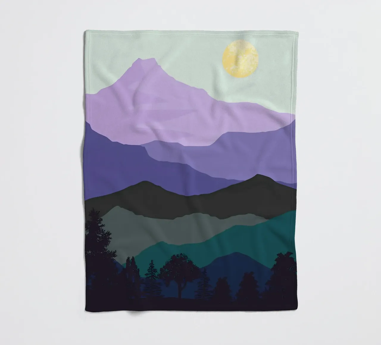 mountain moon trees night silhouette fleece blanket by Dale Edward YoungJr