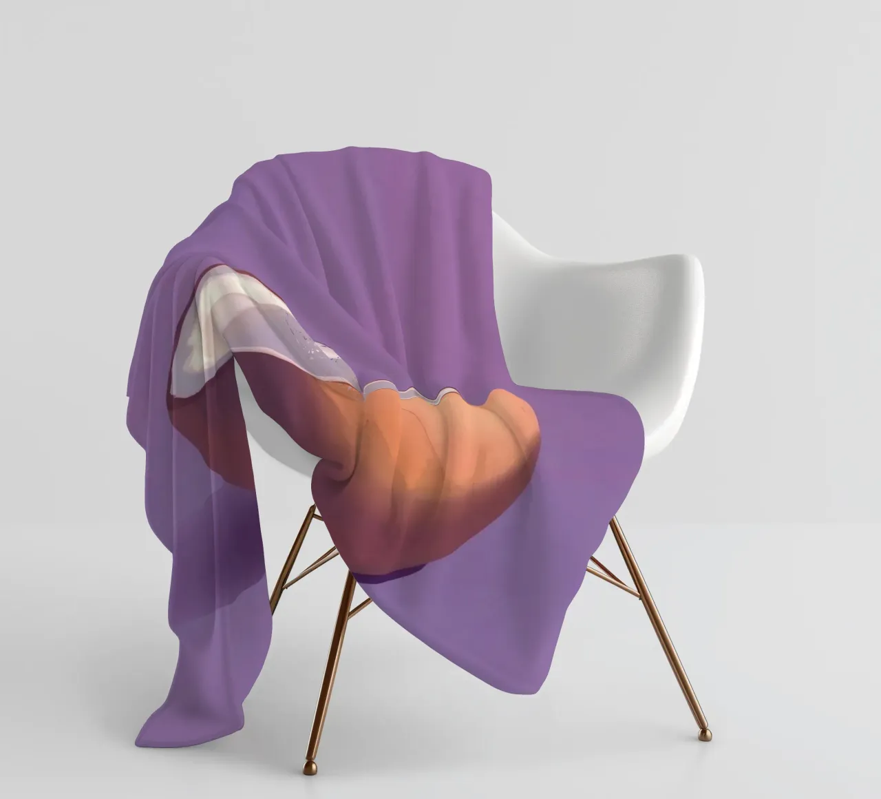 Moitié de noix de coco reposant sur un fond violet minimaliste plaid polaire de DesignDoodle