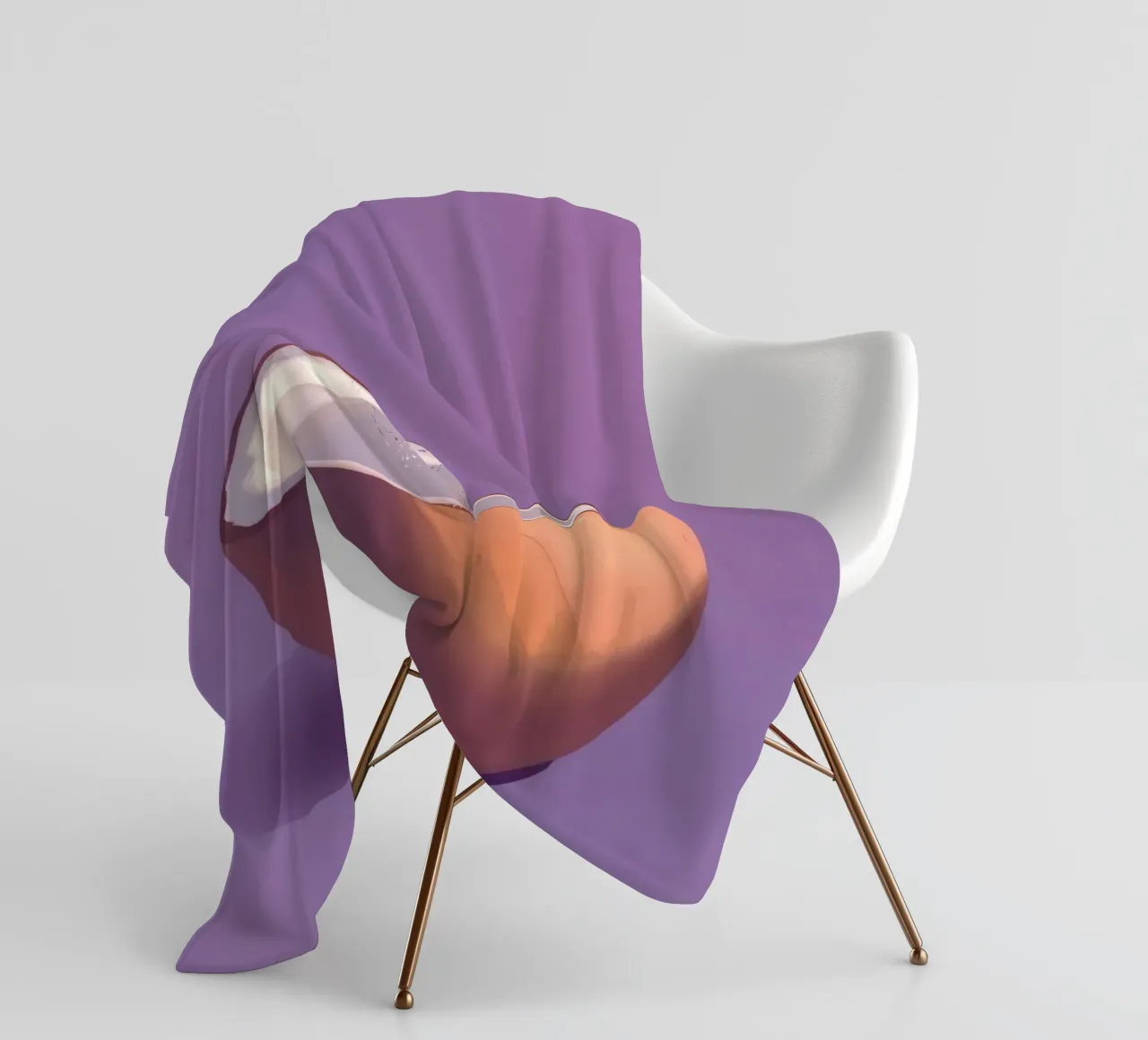 Moitié de noix de coco reposant sur un fond violet minimaliste plaid polaire de DesignDoodle
