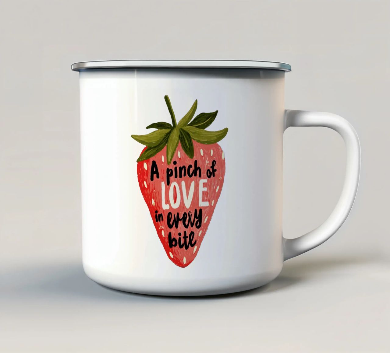 Sweet Berry Quote with Smiling Fruit and Soft Colors enamel mug by Modern Muse