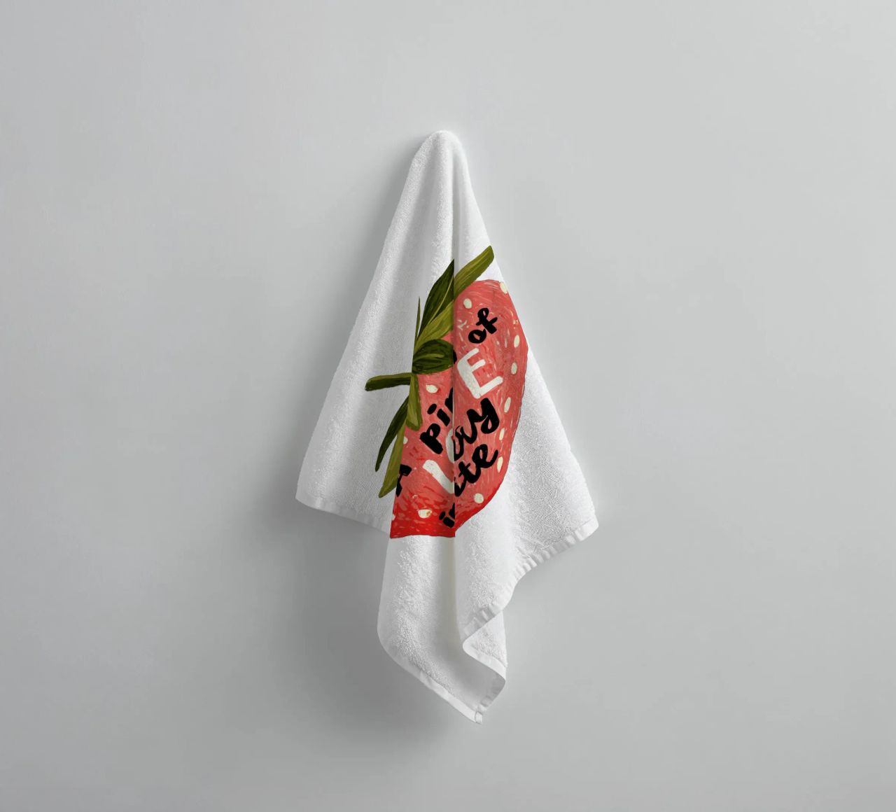 Sweet Berry Quote with Smiling Fruit and Soft Colors towel by Modern Muse