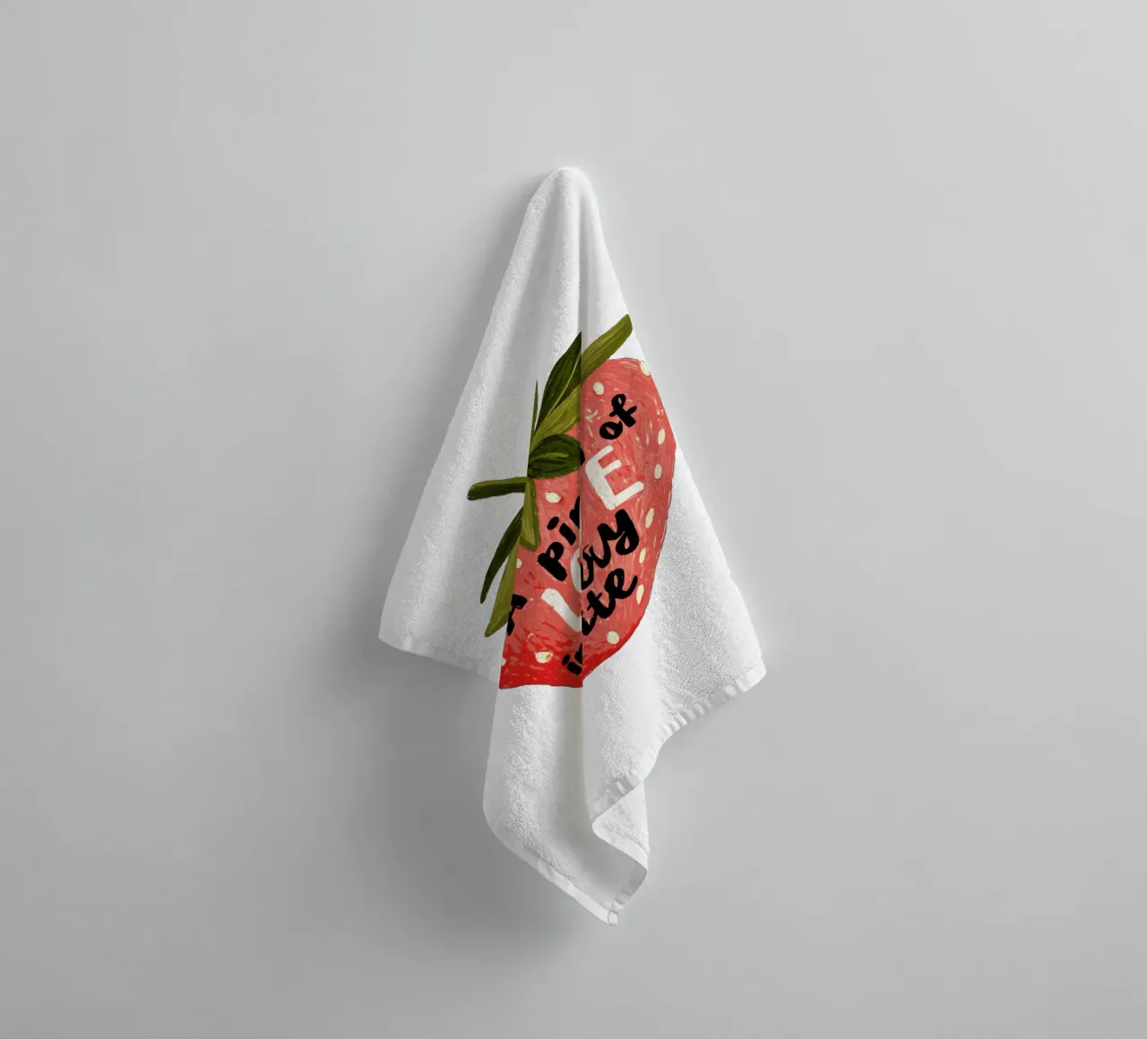 Sweet Berry Quote with Smiling Fruit and Soft Colors towel by Modern Muse