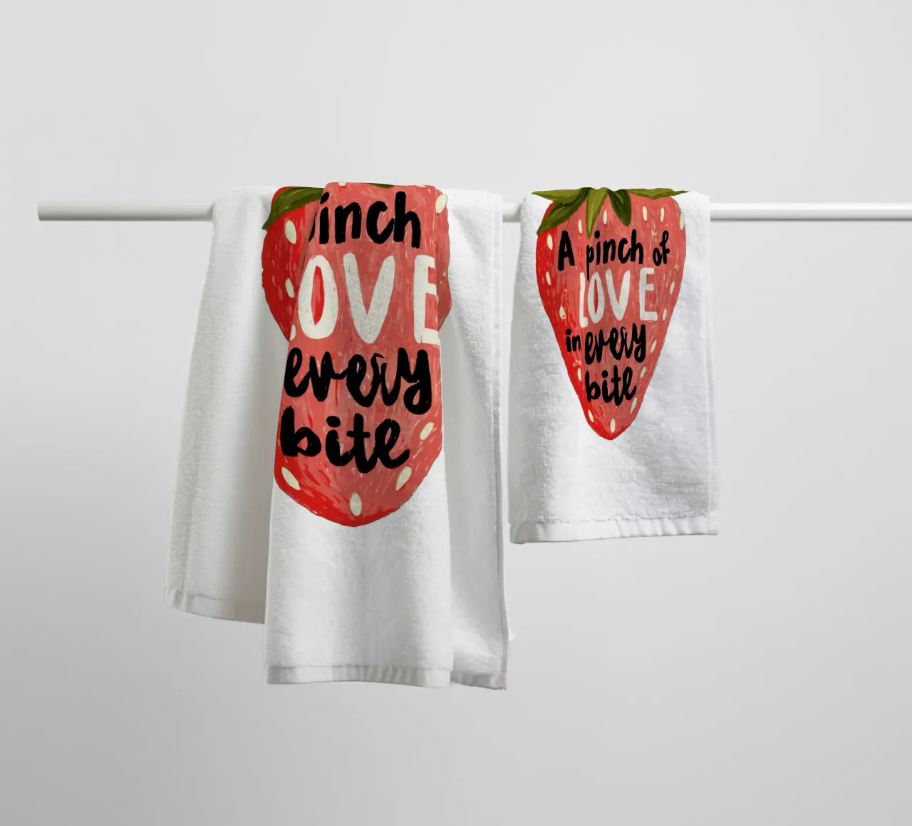 Sweet Berry Quote with Smiling Fruit and Soft Colors towel by Modern Muse