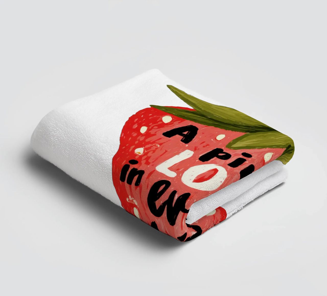 Sweet Berry Quote with Smiling Fruit and Soft Colors towel by Modern Muse