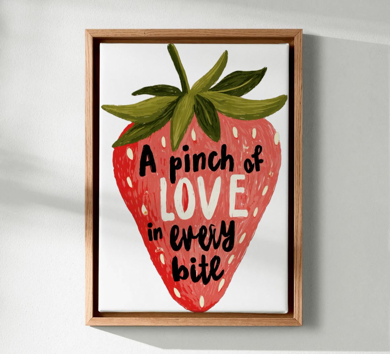 Sweet Berry Quote with Smiling Fruit and Soft Colors canvas by Modern Muse