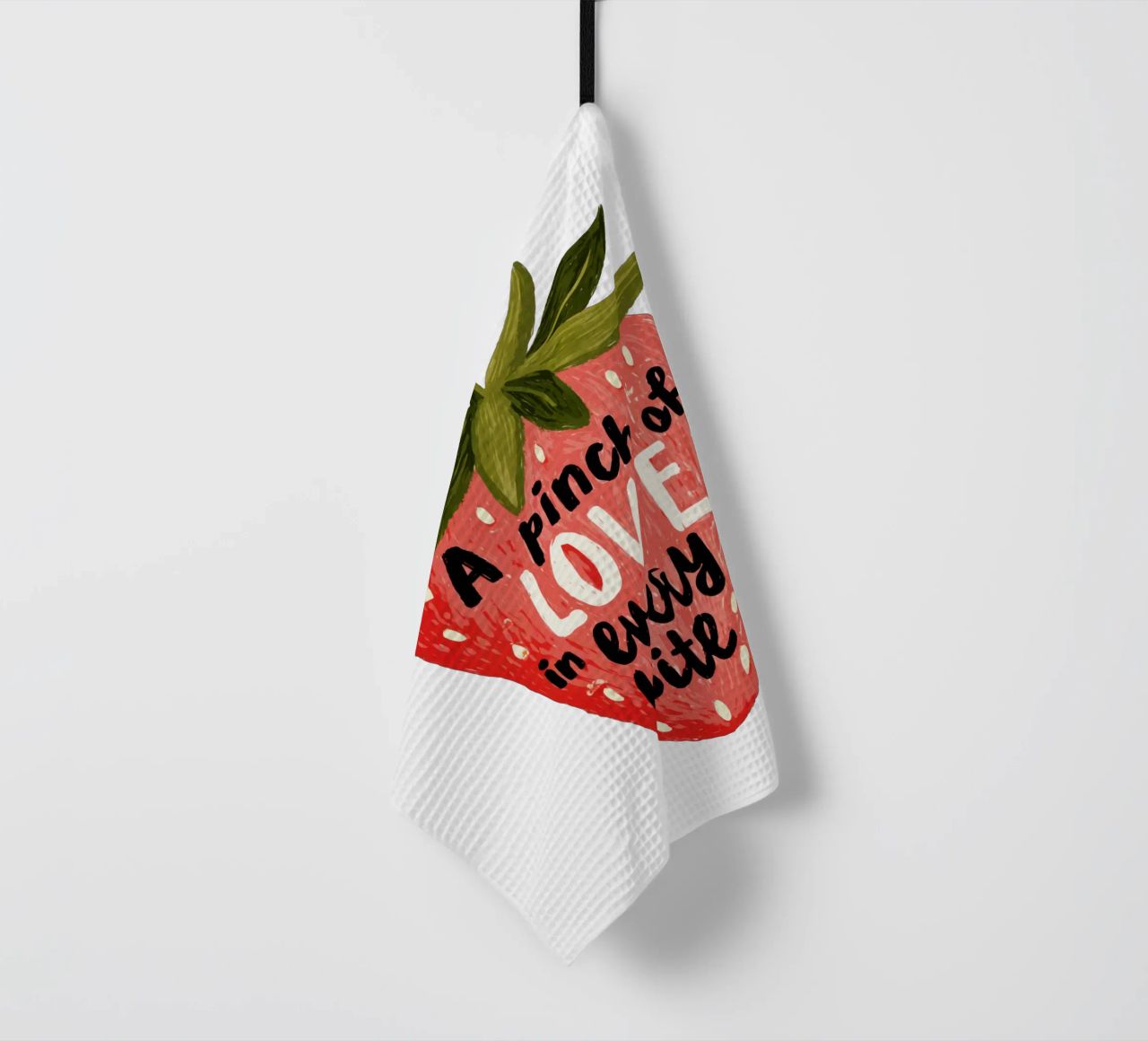 Sweet Berry Quote with Smiling Fruit and Soft Colors tea towel by Modern Muse