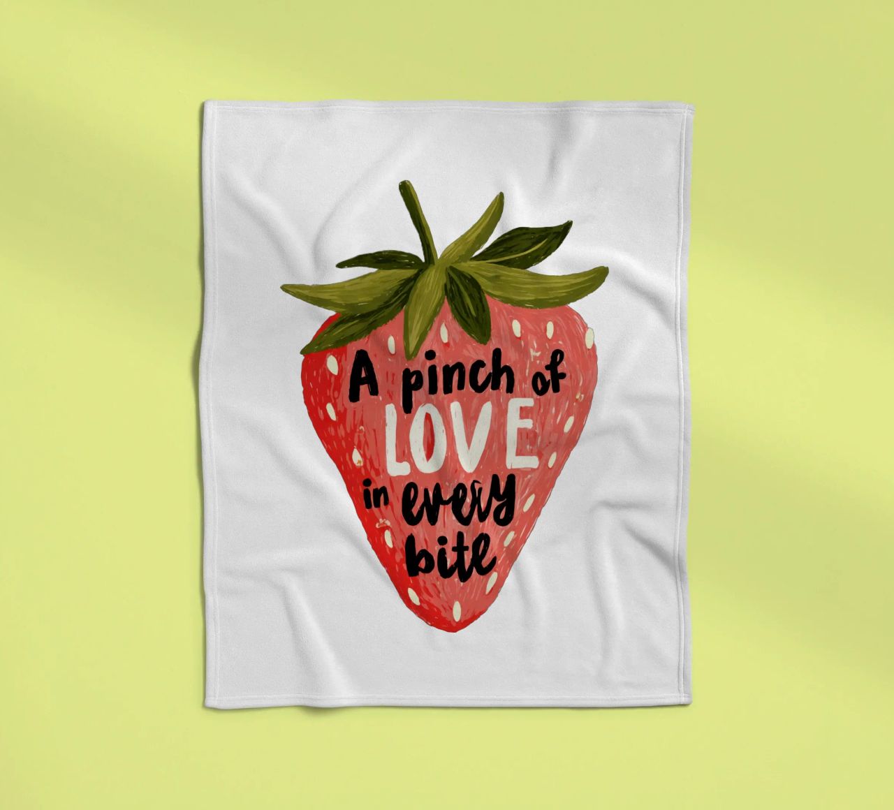 Sweet Berry Quote with Smiling Fruit and Soft Colors fleece blanket by Modern Muse