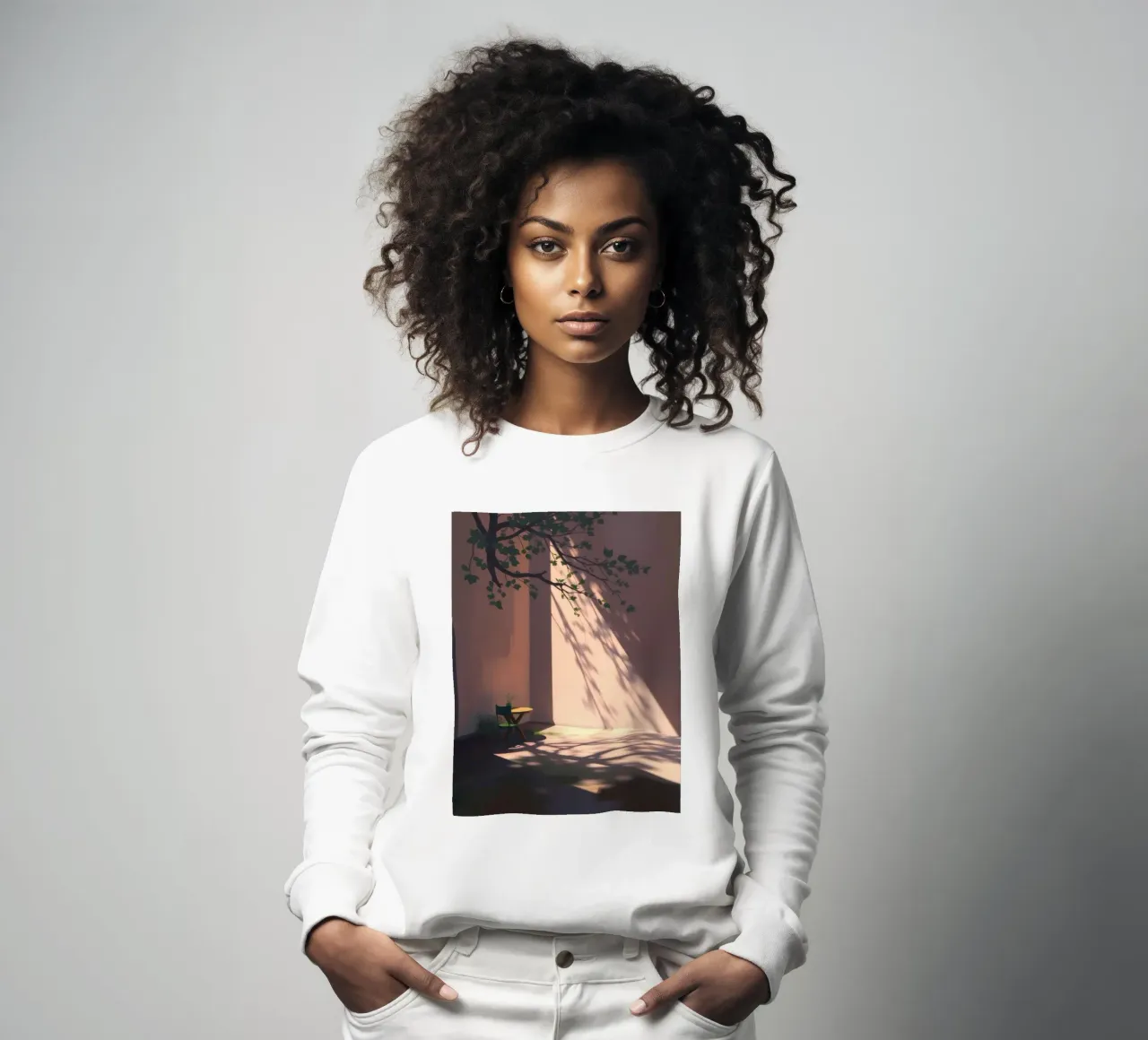 Rustige binnenplaats met zonlicht dat schaduwen werpt sweatshirt van DesignDoodle