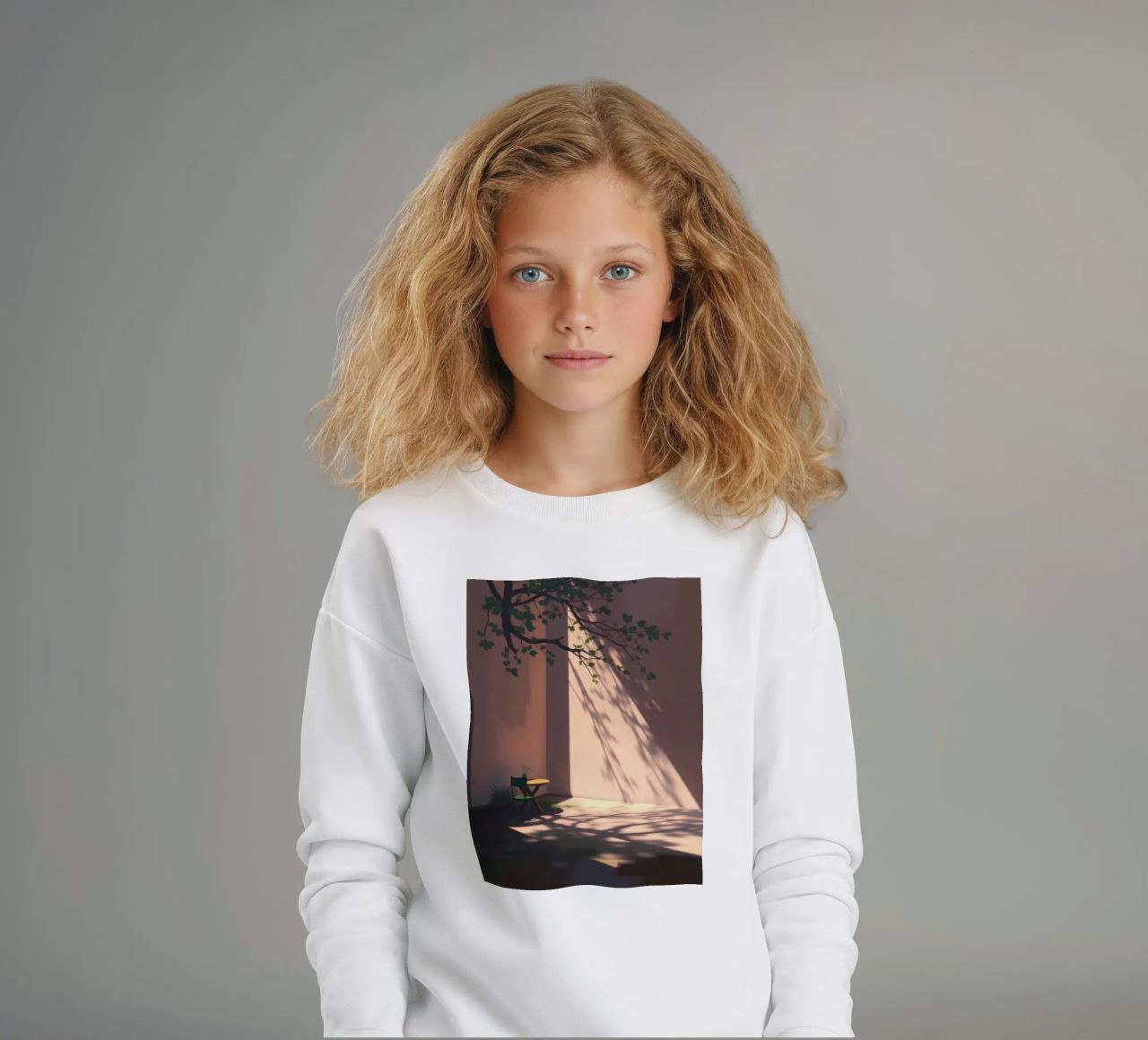 Rustige binnenplaats met zonlicht dat schaduwen werpt kinder sweatshirt van DesignDoodle