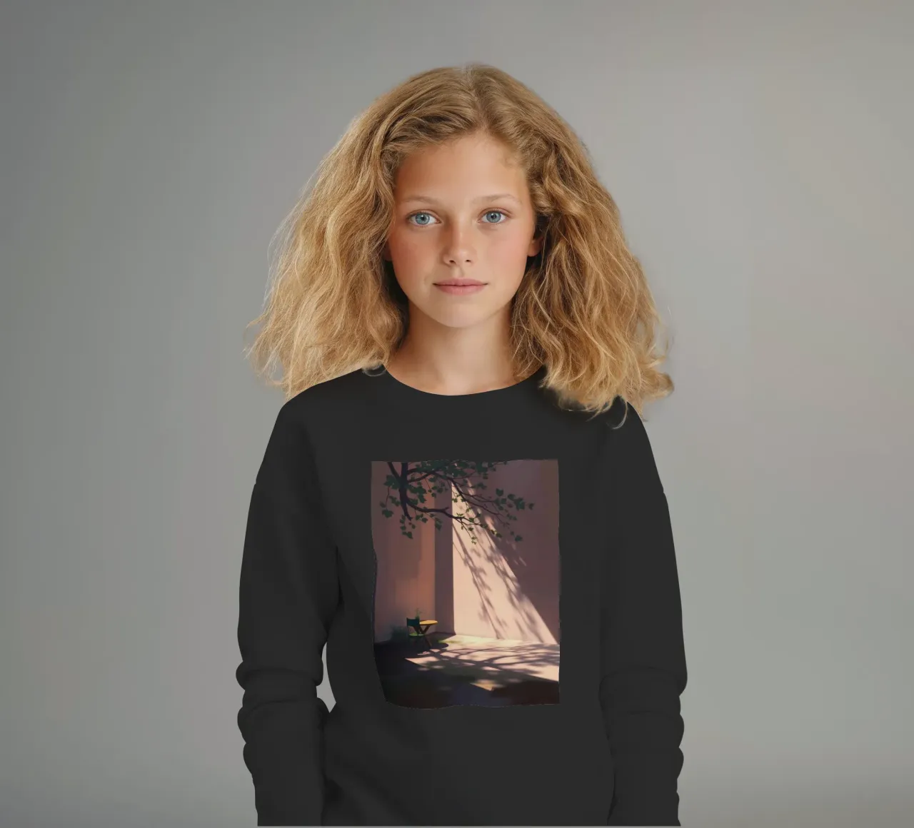 Rustige binnenplaats met zonlicht dat schaduwen werpt kinder sweatshirt van DesignDoodle