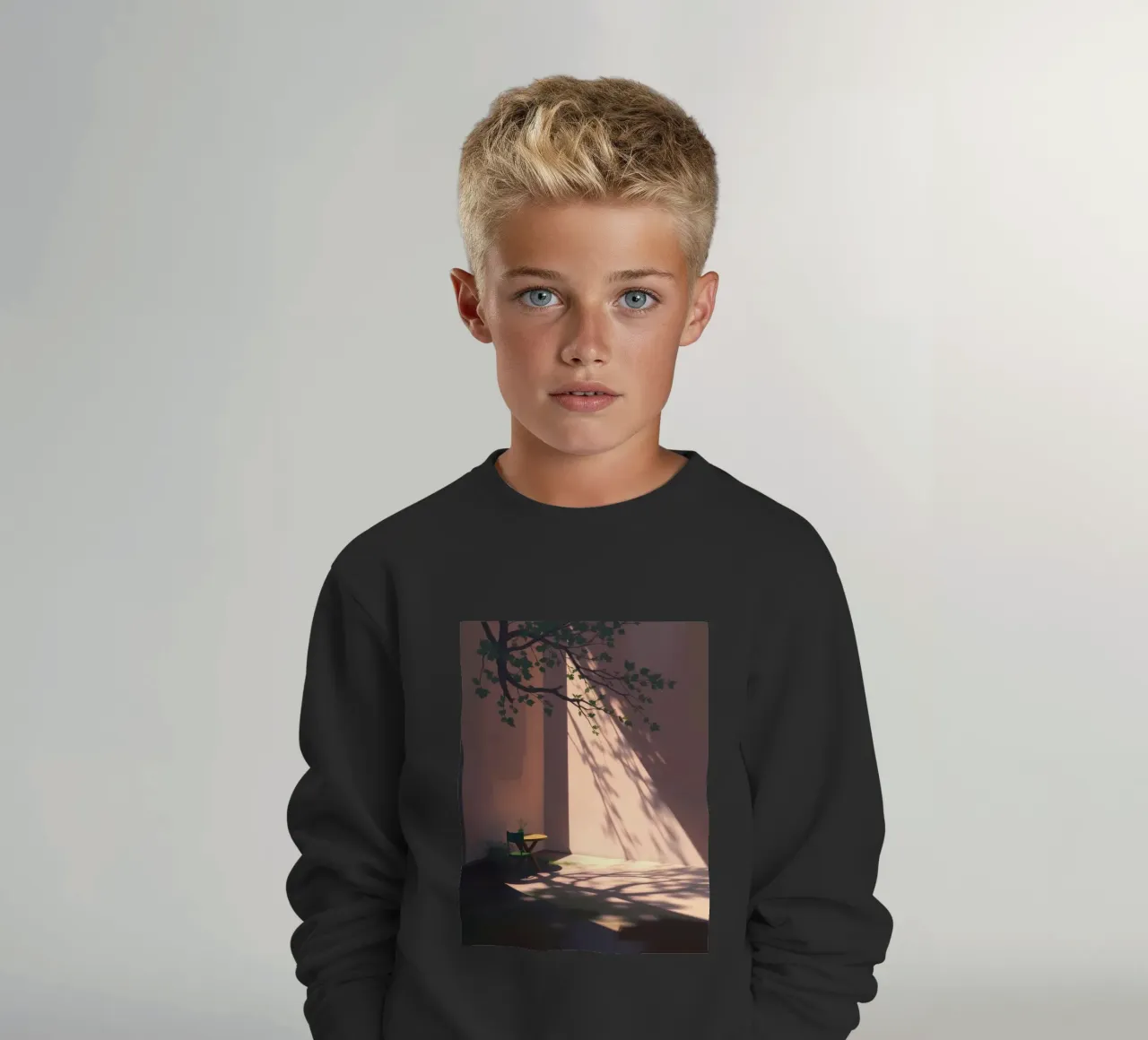 Rustige binnenplaats met zonlicht dat schaduwen werpt kinder sweatshirt van DesignDoodle