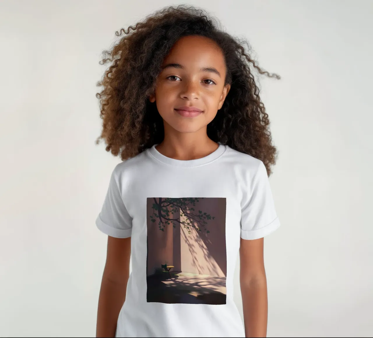Ruhiger Innenhof mit schattenwerfendem Sonnenlicht Kinder T-Shirt von DesignDoodle