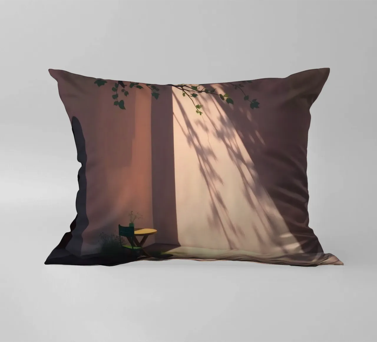 Cour tranquille avec la lumière du soleil qui projette des ombres coussin de DesignDoodle