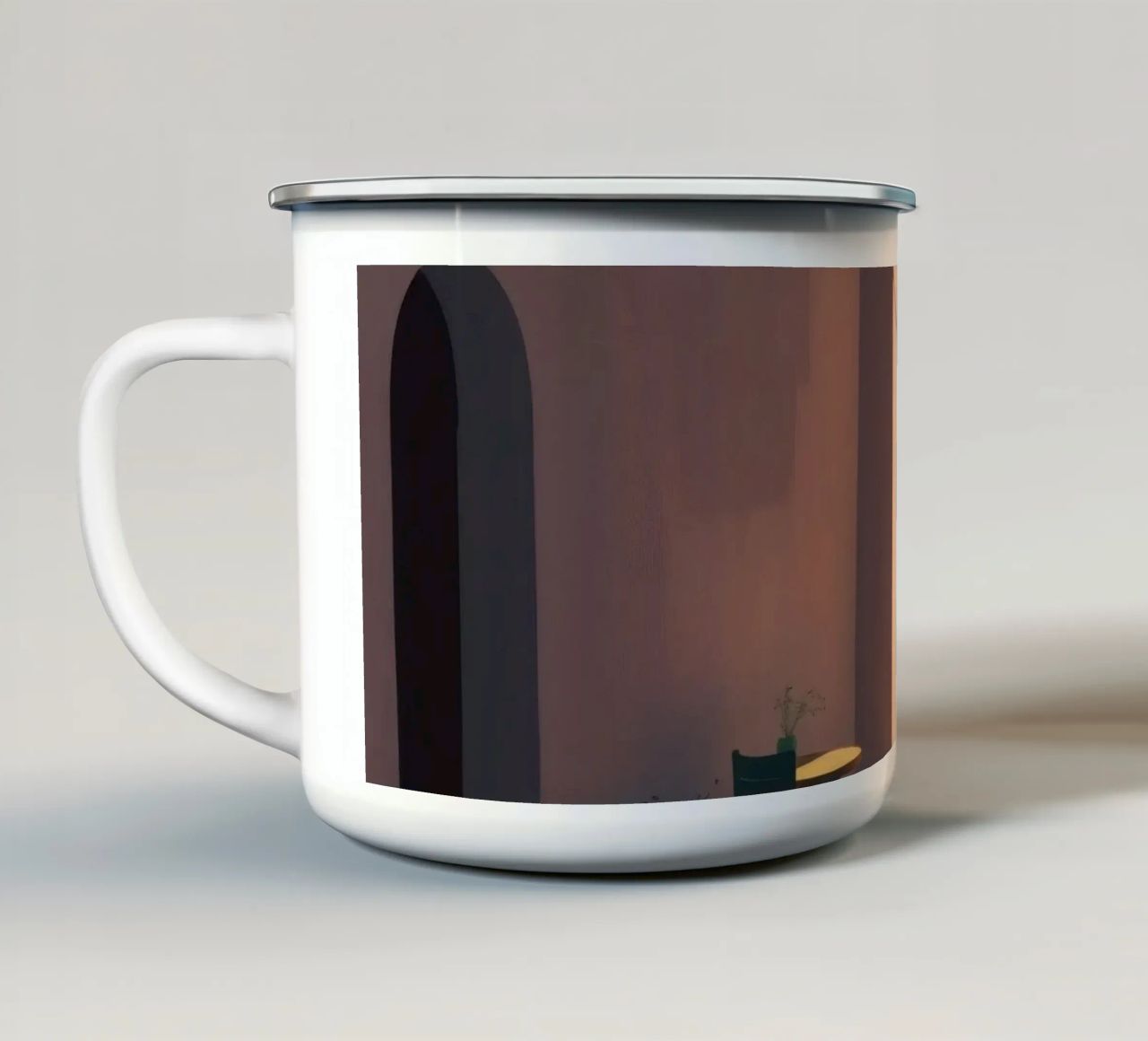Rustige binnenplaats met zonlicht dat schaduwen werpt emaille mok van DesignDoodle