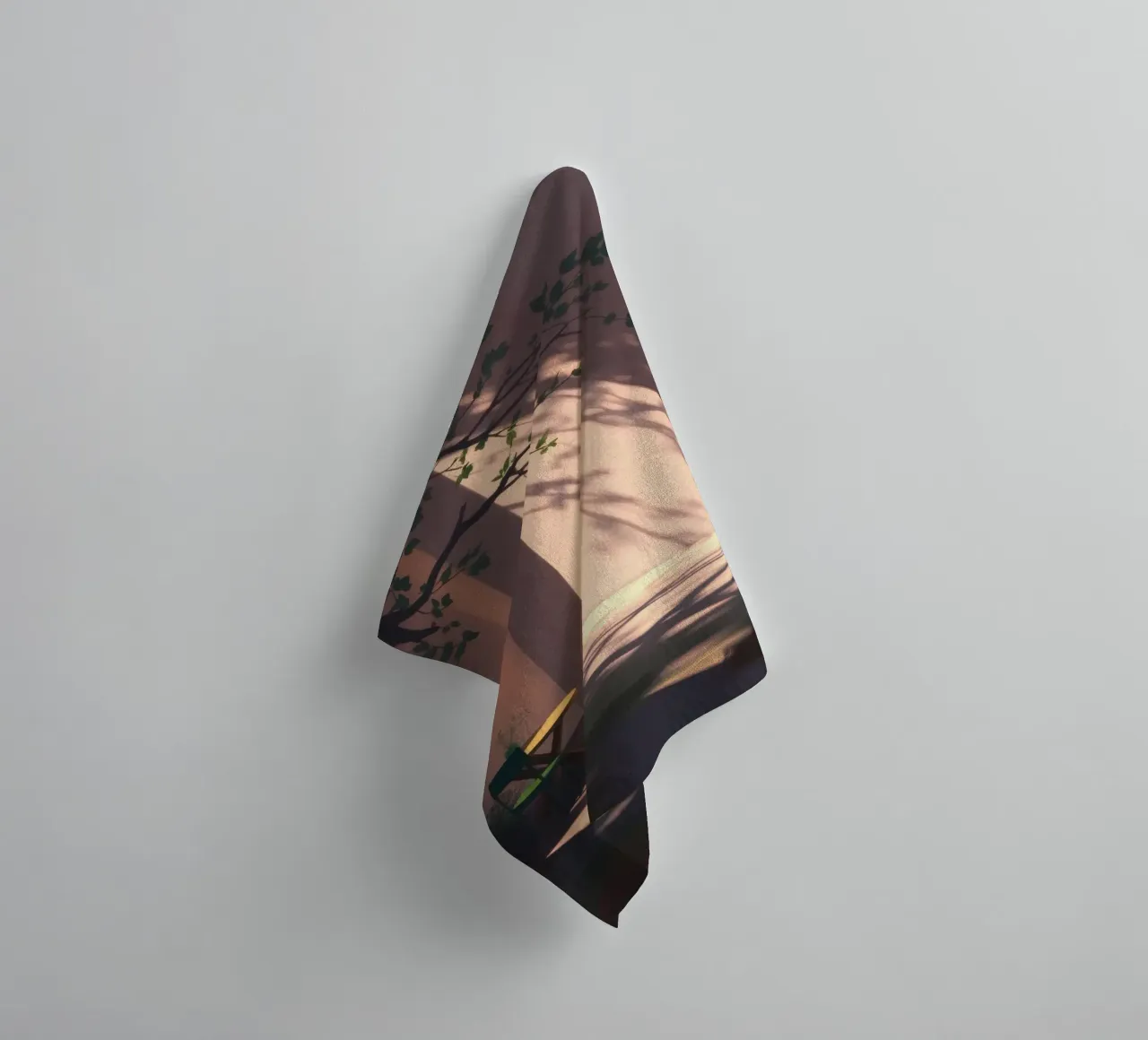 Tranquil courtyard with sunlight casting shadows towel by DesignDoodle