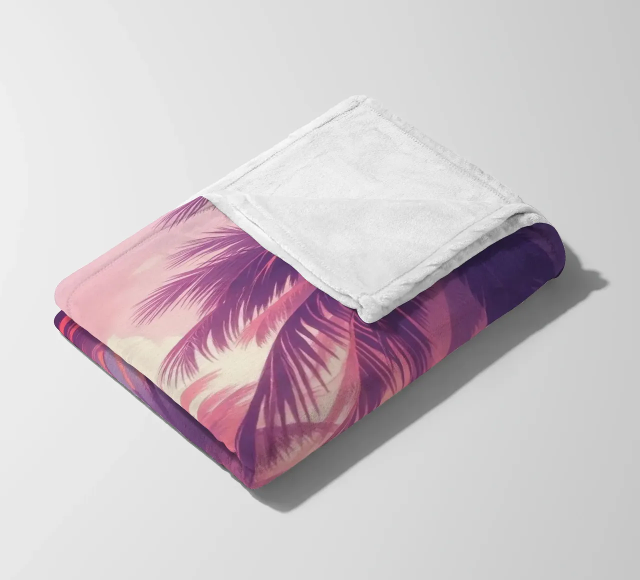 Zonsondergang met palmbomen langs sereen water in de schemering fleecedeken van DesignDoodle