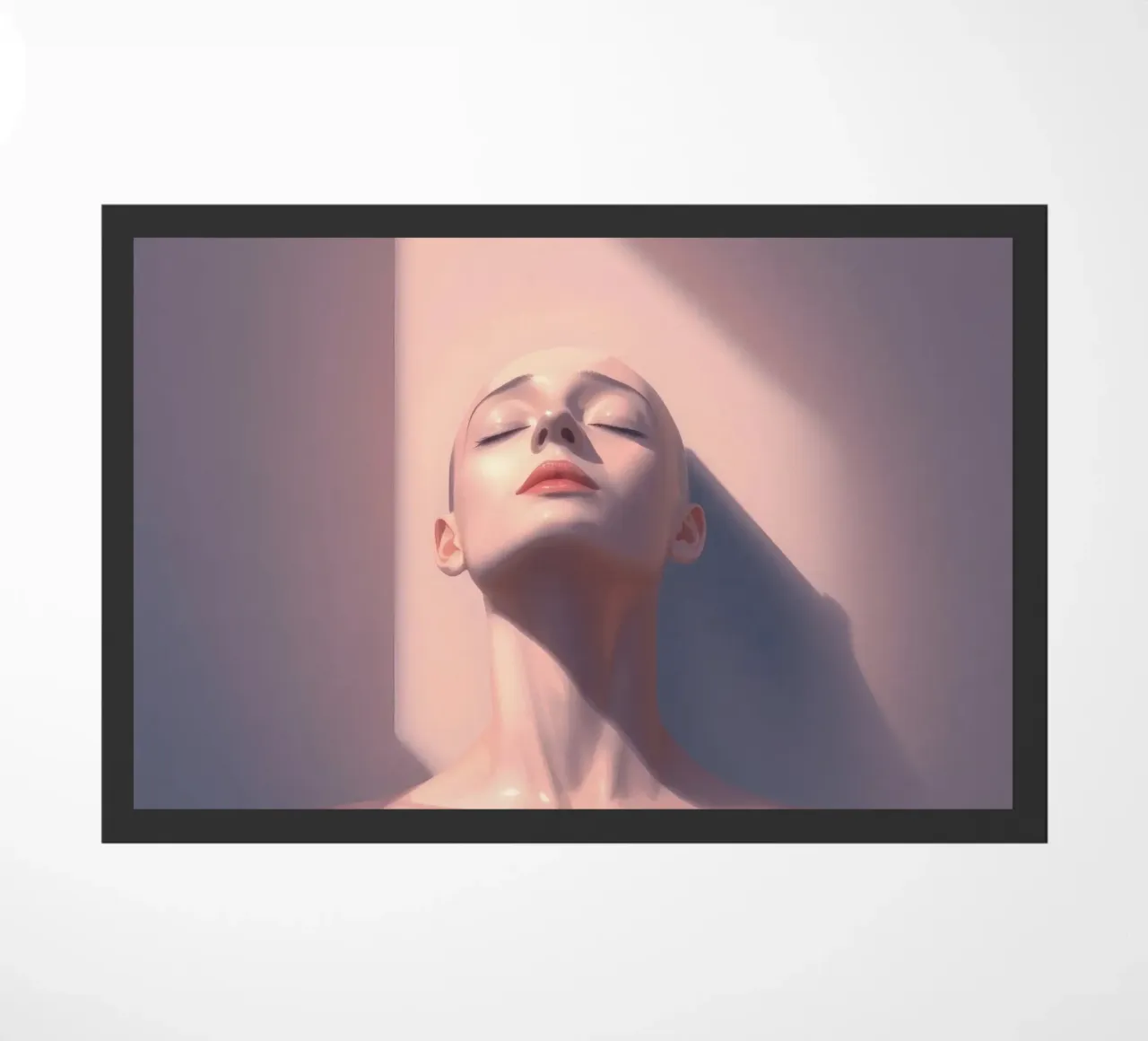 Portrait of a serene woman basking in natural light doormat by DesignDoodle