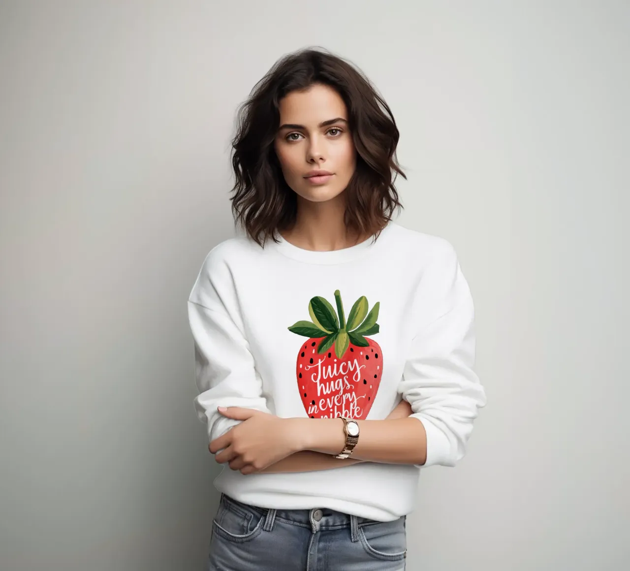 Sweet Berry Quote with Smiling Fruit and Soft Colors sweatshirt by Modern Muse