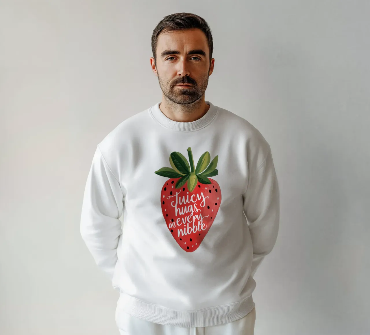 Sweet Berry Quote with Smiling Fruit and Soft Colors sweatshirt by Modern Muse