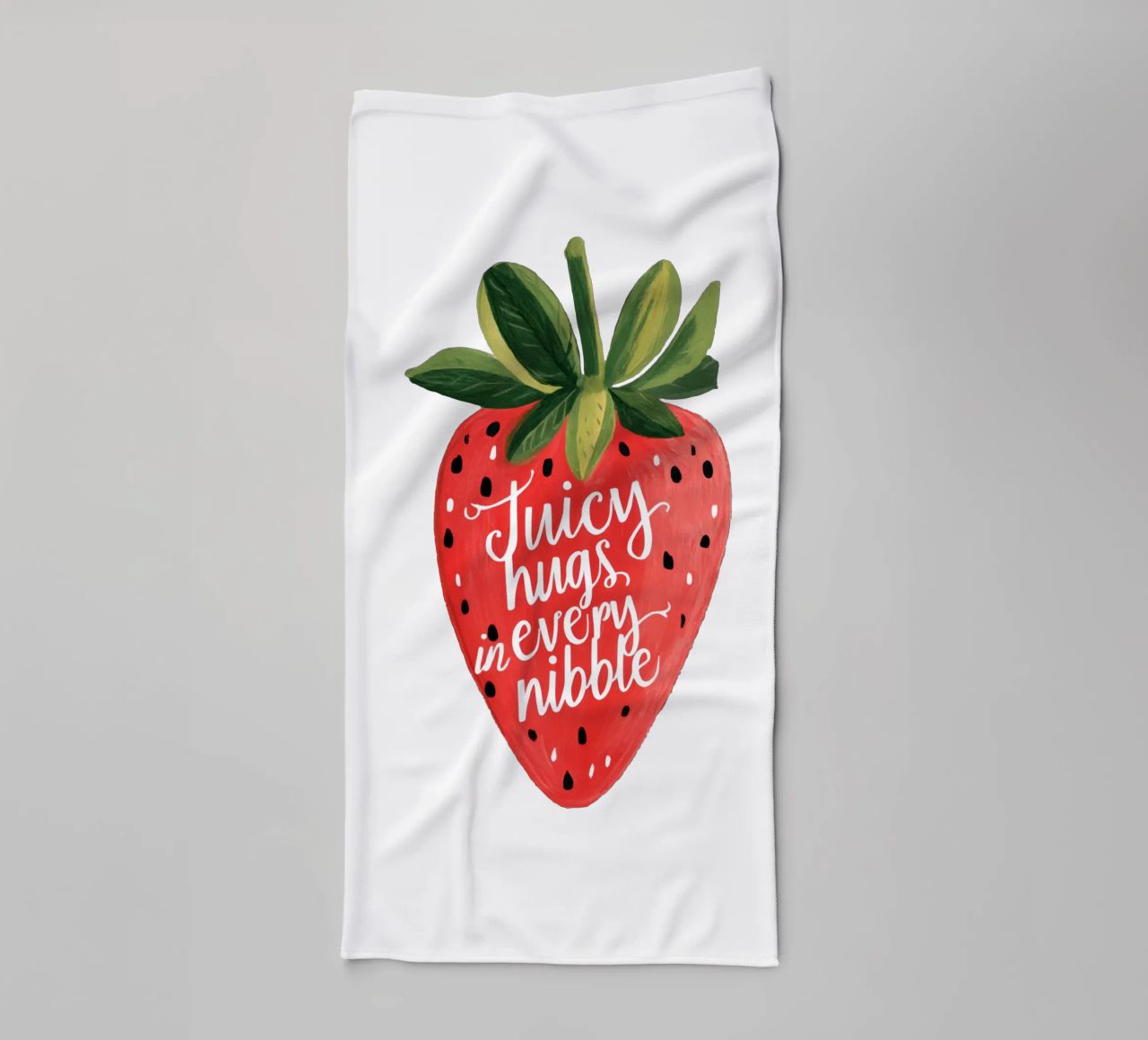 Sweet Berry Quote with Smiling Fruit and Soft Colors towel by Modern Muse