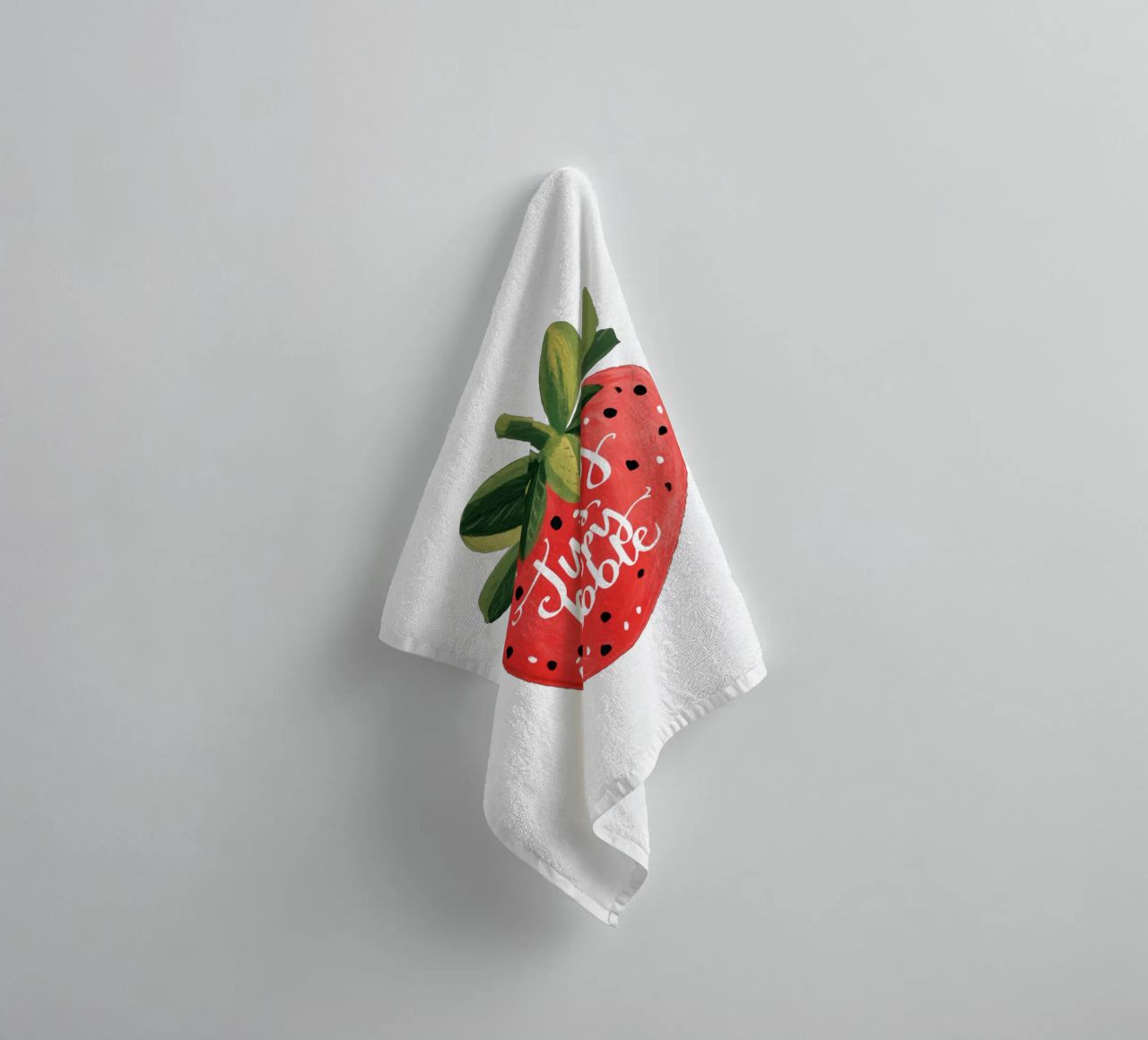 Sweet Berry Quote with Smiling Fruit and Soft Colors towel by Modern Muse